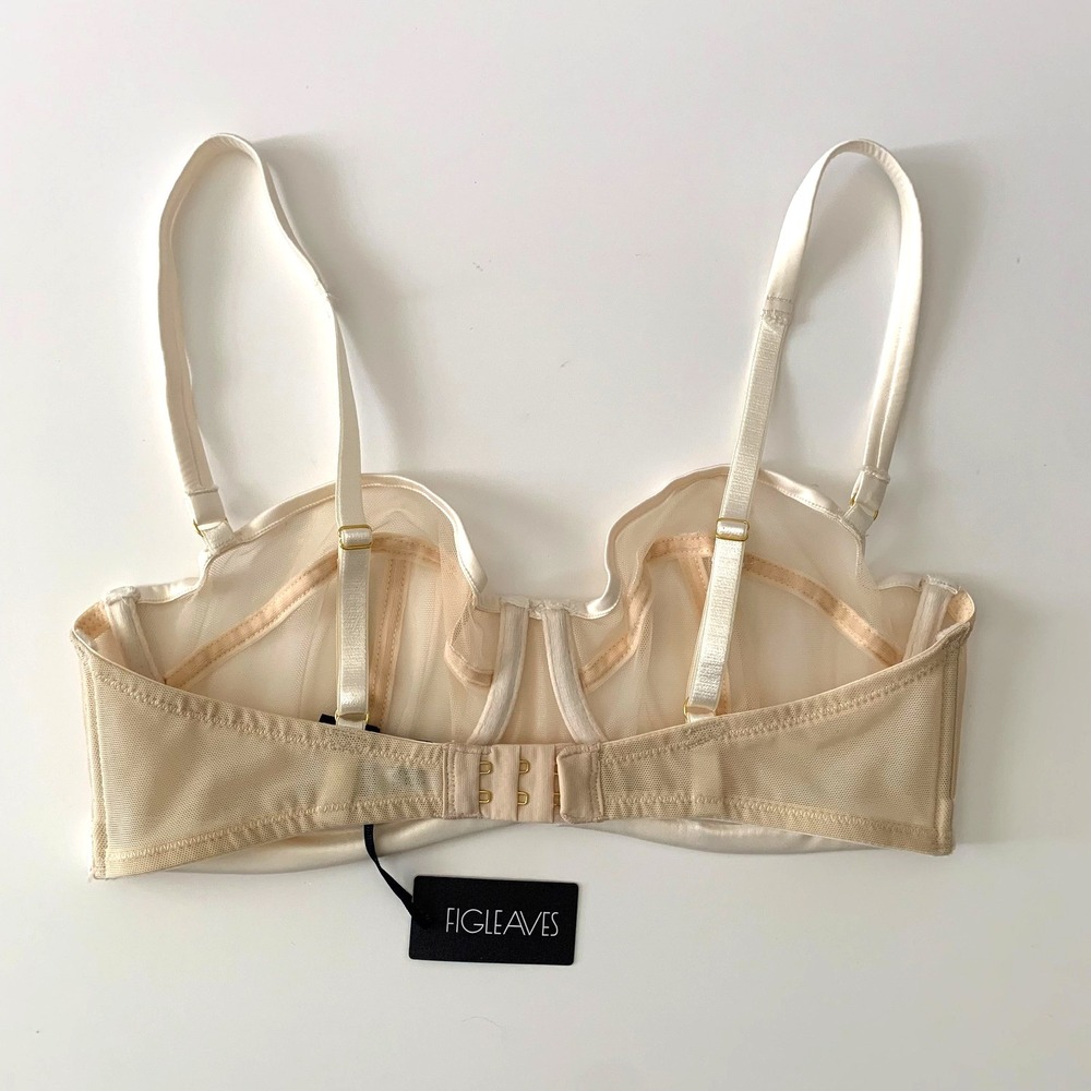 NWT Figleaves Pimlico Bra Nude Ivory Sheer Underwire Bra 32D Non Padded Balcony - Picture 3 of 10